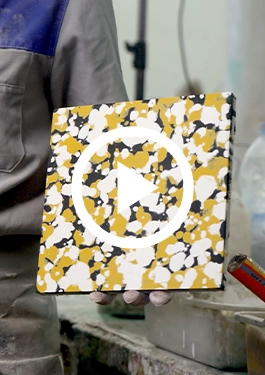 Flow Cement tiles white black and yellow production